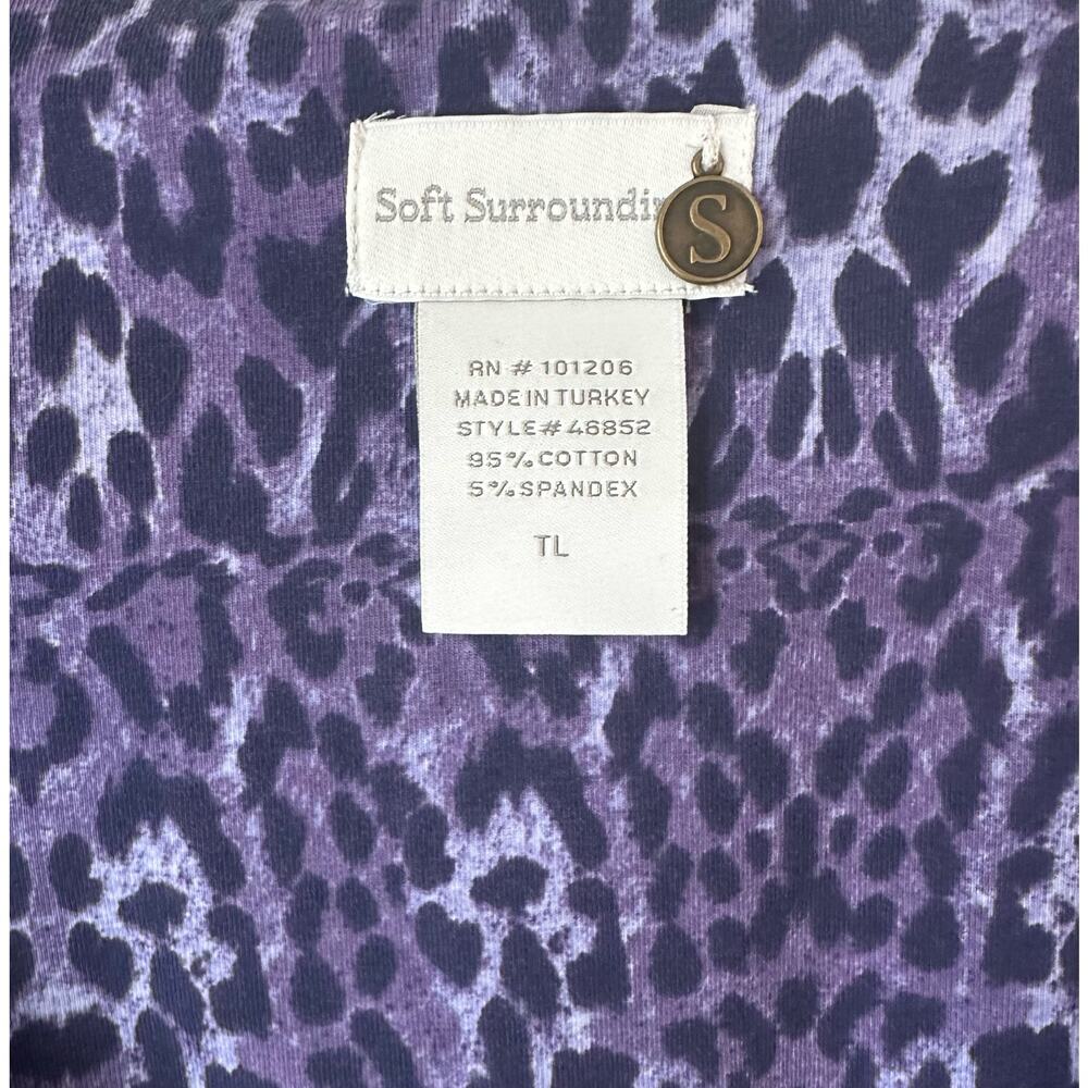 Soft Surroundings Faux Purple Animal Print Wrap Midi Dress - Picture 2 of 7